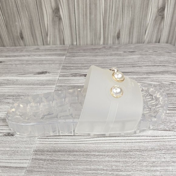 KARL LAGERFELD TulaRubberPool Slide Sandals Transparent Clear-Women's Size 7 NEW - Picture 6 of 15